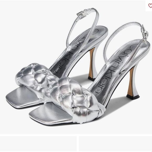 Calvin Klein Bona 2 High Heel Silver Sandals, NEW, 8 - Picture 1 of 10